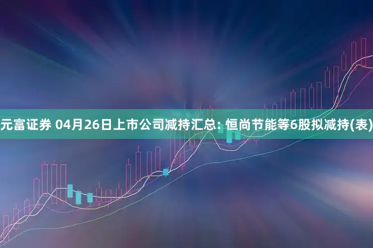 元富证券 04月26日上市公司减持汇总: 恒尚节能等6股拟减持(表)